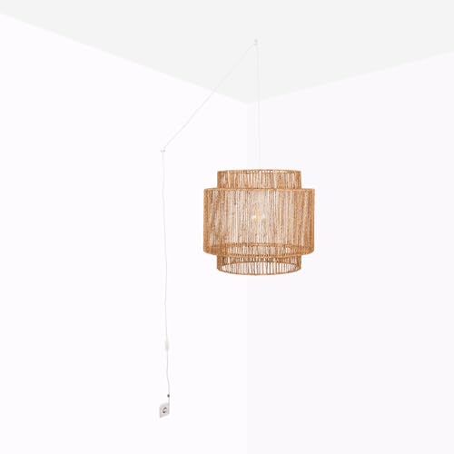 B·LED BARCELONA LED - Lámpara colgante de yute RAWA con interruptor y enchufe - E27