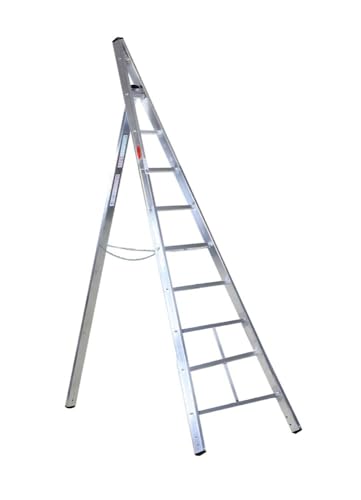 svelt scala agricola 8 gradini conica a pioli con piantone di sostegno che consente anche posizione a cavalletto, portata 150kg, agriluxe