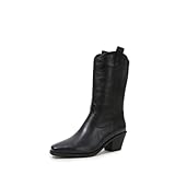 ENEN Botas Cowboy de Mujer Piel, 34-45 EU Botas Cowboy de Mujer Media Caña Cierre de Cremallera Comodas y Elegantes Estilo Vaquero Campera para Otono Invierno al Aire Libre (S604 Marrón,39)