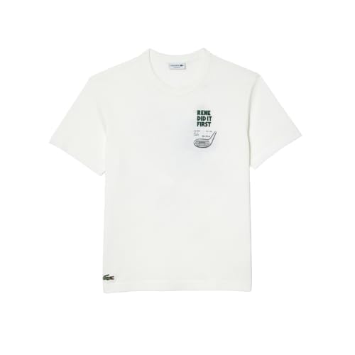 Lacoste Men's Piqué Graphic T-Shirt, Flour/Golf, X-Small