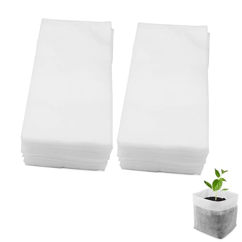 SULIUDAJI 100 Bolsas de Vivero de Tela Biodegradables para Plantas, Tamaños S, M, L, Blancas, para Jardín y Exterior