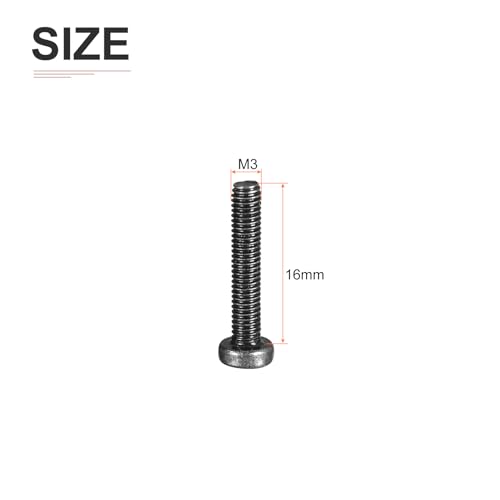 DTGN M3x16mm Pan Head Machine Screws, 100Pcs M3 Phillips Drive, Metric Coarse Full Thread, Steel Black Oxide Finish, Screws Bolts Kit - Image 2