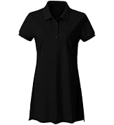 AjezMax Damen Kleid Knielang Baumwolle Midi Langes Polohemd Ladies Polo Dress