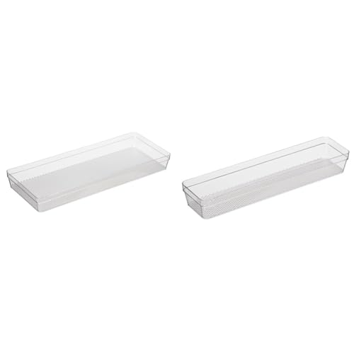 Image of Oggi Clear Drawer Organizer Bundle - 6.25 inch X 15.75 inch & 3 inch X 12.5 inch Kitchen, Office & Bathroom Storage