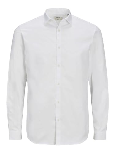 JACK & JONES Jprblacardiff Noos-Camiseta (Talla L/S) Manga Larga, Blanco, XL para Hombre