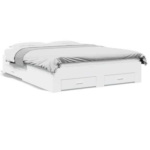 Bulliing Estructura Cama con cajones Cama canape cajones somier Cama con cajones Madera ingeniería Blanca 150x200 cm - 3280377