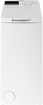 Hareupeun view of the Indesit BTW7251CFR washing machine, showing the circular access panel for the drain pump filter at the bottom right.