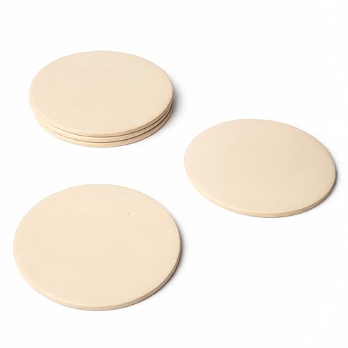 Kidia Set 6 Sottobicchieri Premium in Similpelle Impermeabile – Design a 3 Strati con Pelle Riciclata – Diametro 10 cm, Spessore 3 mm – Resistenti a Calore e Macchie (6, Panna)