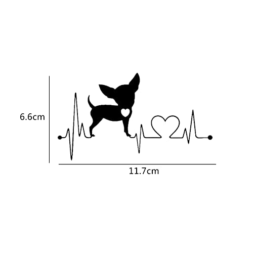 Herzschlag Hunde Aufkleber, 2 Stück Chihuahua Dog Heartbeat Love Sticker Reflektierende Lustige Aufkleber Auto JDM Sticker Tier Autoaufkleber wasserdichte Sticker für Auto LKW Computer Laptop