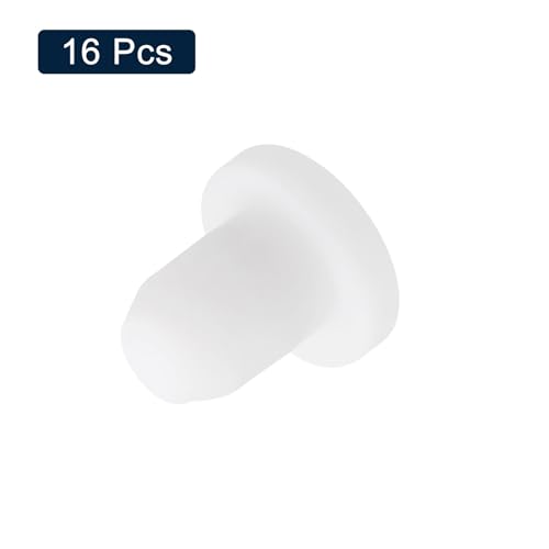 Image of uxcell 16 Pieces White Rubber Stopper, 6.3mm Plug Holes for 6mm /0.24 inch Hole
