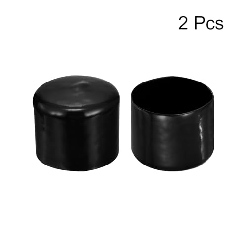 Image of uxcell 2pcs Rubber End Caps 53mm(2 1 /16 inch) ID Vinyl Round Tube Bolt Cap Cover Screw Thread Protectors Black, 40mm Height