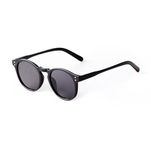 Lunettes de soleil rondes vintage à rivets en métal noir de style rétro pour hommes et femmes
