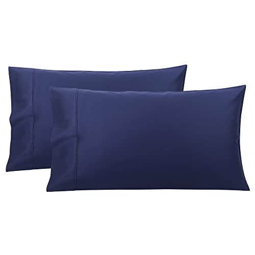 PiccoCasa Pillowcases 2 Pack, Super Soft Cotton Bed Pillow Covers with Envelope Closure, Hotel Bedroom Pillow Sham Navy Blue 50x90cm