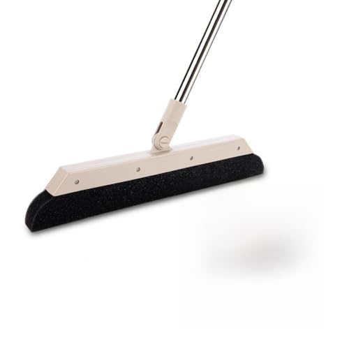 MEIBEI Sponge Broom Dust Cleaner, 37.4" Adjustable Long Handle with 13.8" Wide Blade, Perfect for Wood Tile Marble Carpet & Glass