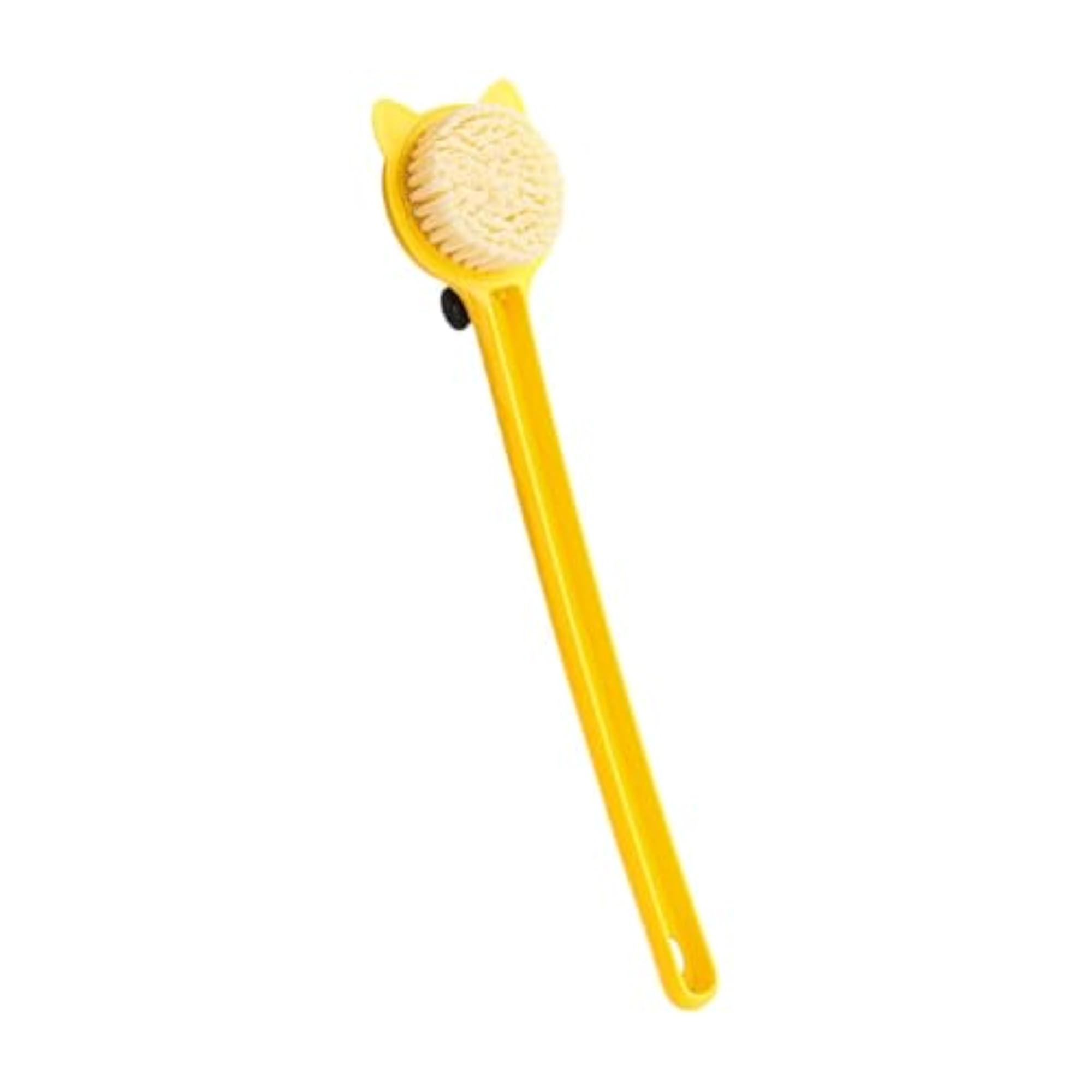 Cartoon Cat Bath Brush Long Handle for Wet or Dry Brushing