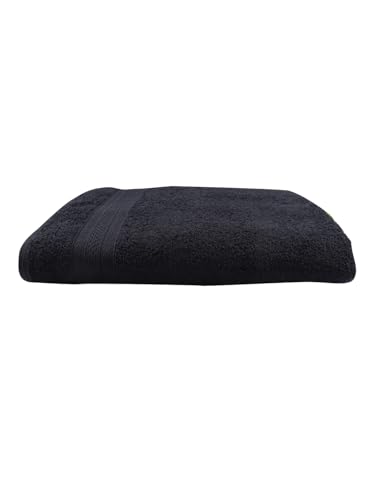 Image of RAMRAJ COTTON Premium Soft & Absorbent | Terry Bath Towel | 0.75mX1.5m - Black
