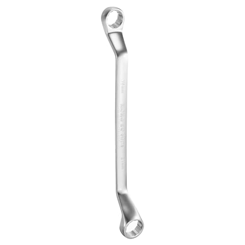 HARFINGTON Offset Extra Long Box End Wrench 19 x 21 mm Metric 12 Point 75 Degree Offset Double End Box Ratcheting Wrench Carbon Steel Polished Long Spanner Tools
