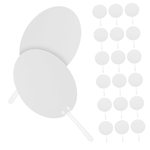 ledmomo 20個 塗装用無地丸型ハンドファン 手持ち??ファン 向け工作 パーティー装飾や結婚式に 素材で丈夫な手作りうちわ