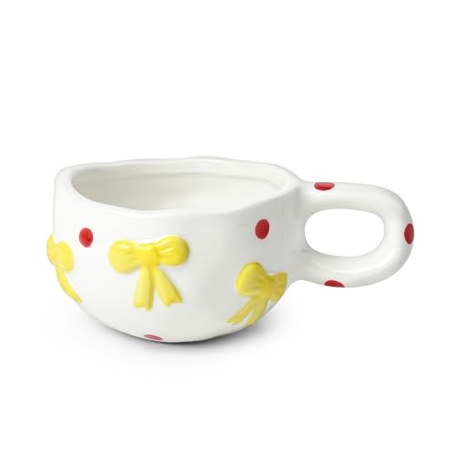 Taza de Cerámica Navideña con Moño Rojo y Lunares miniatura 6