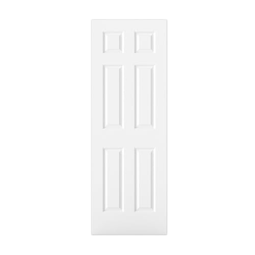 Image of BARNSMITH 28x80 in Raised 6-Panel Textured White Primed Door Slab, Classic Style Paintable Hollow Core Interior Door Panel, for Pocket, Swing, Sliding Door, No Pre-Drilling, Durable and Lightweight