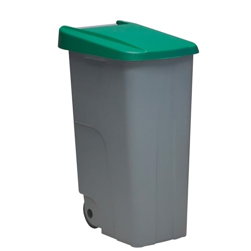Well Home Contenedor Reciclo 85 litros Cerrado, Verde, 76x57x42 cm