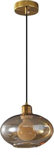 Chandelier lustre de restaurant globe verre ambré suspension cuisine