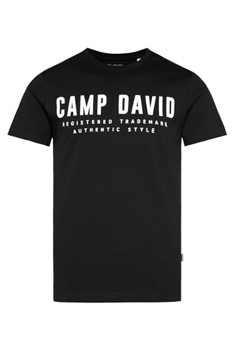 Camp David Herren Basic Logo T-Shirt, 100{f9c5e9177ad522c9fb7961983e19f2697802b1b65db0946a1f3c538f3f74da43} Baumwolle, Rundhalsausschnitt, Regular Fit, Black, XL