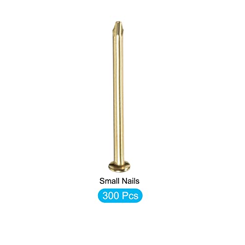 Clavos METALLIXITY pequeños (1.2x19mm) 300 piezas, Acero al carbono, tono dorado para carpintería doméstica miniatura 5