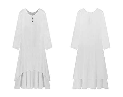 R.Vivimos Women Long Sleeve Cotton Casual Loose Plus Size Irregular Long Dresses4