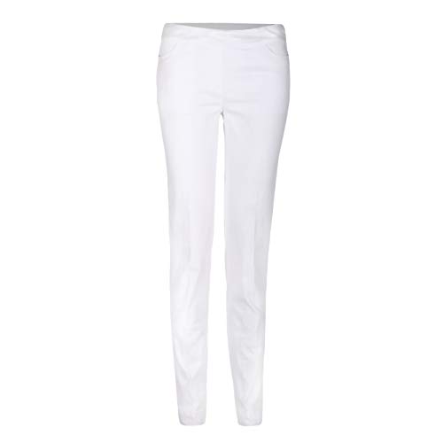 SLIM-SATION Womens Golf Apparel - Women's Regular Pull-On Straight-Leg Pant with Pockets (White,14)