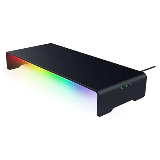 Razer Monitor Stand Chroma - Aluminium Monitor Ständer mit 4-fach-USB-C Hub mit Chroma RGB (50cm x 21cm x 7,85cm, Robuste Konstruktion, 20 kg Traglast, Ergonomische Höhe) Schwarz