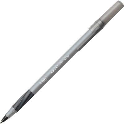 Image of BIC Round Stic Grip Xtra Comfort Black Ballpoint Pens, 12-Count Pack | Medium Point 1.2mm Tip Size | Soft Grip Design for Enhanced Comfort | Smooth Ink Flow for Effortless Writing
