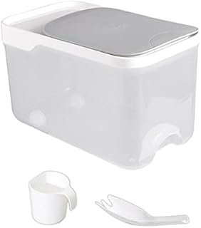 WANAONE Rice Storage Container 5kg with Visible Window, Plastic Rice Storage Bin Flour Box Container Dry Food Grain Sealed Bucket for Kitchen Restaurant, Grains Rice Dispenser Bucket(Grey)