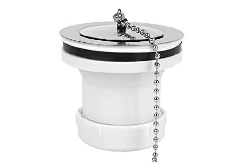 Cofan Válvula para Lavabo y Bidé | Medidas: 1' 1/4 x 70 o 1' 1/2 x 70| Fabricada en Polipropileno | Incluye Tapón, Tornillo y Cadena con Dos Anillas