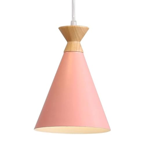 Lámpara colgante ajustable E27 de cabeza única con pantalla de madera