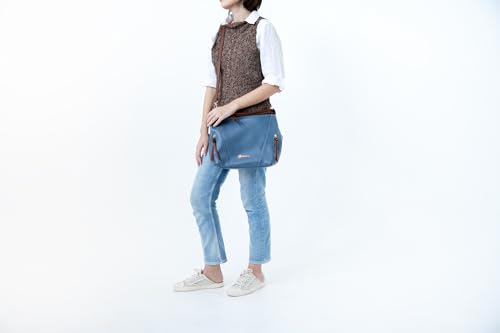 Image of Baroncelli Medium Italian Leather Tote Bag for Women - Pebbled Genuine Leather Handbag with Zipper - Made in Italy