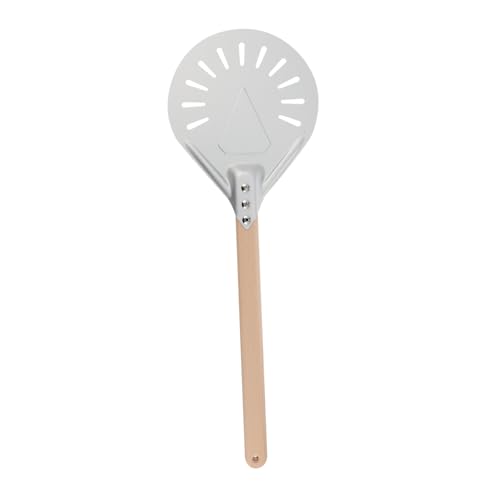 WEKADRIN Pizza Turning Peel Wooden Handle Lightweight Metal Pizza Shovel for Easy Lifting and Serving for Home Baking and Oven Use