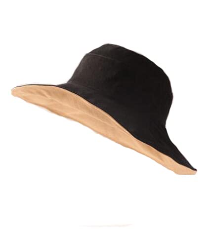 Eleganter Damen-Sonnenhut aus Baumwolle, große Krempe, schwarz, Sonnenhut, Sommerurlaub, 100 % Baumwolle, bequem, sonnenfest, schlichtes Design, elegant, 2 Stück Cover