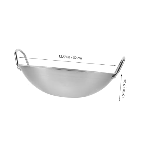 Wok de acero inoxidable plateado con dos asas 32 cm miniatura 2