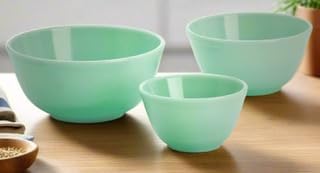 Mixing Nesting Bowls - Set of 3 - American Made - Mosser Glass USA Jade