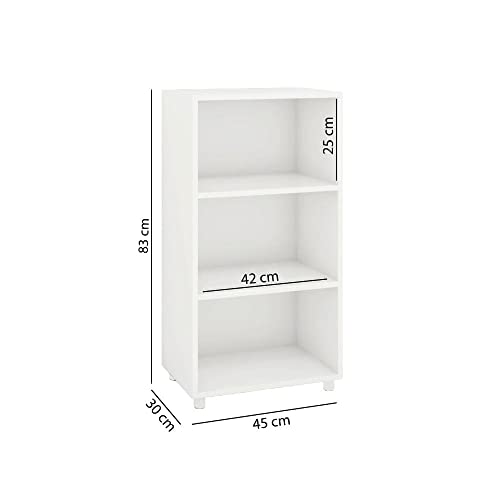 Estante Livreiro Modular Tica 45 cm com 3 Nichos - Branco