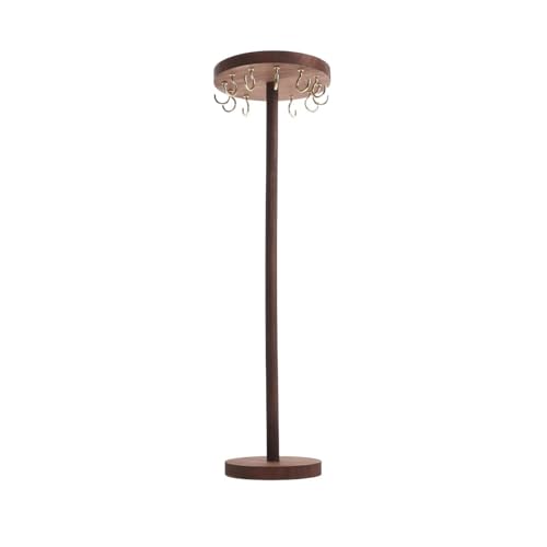 HOMSFOU Porta Collares de Madera Base Redonda y 12 Ganchos, Expositor para Joyas, Pulseras y Llaveros, Adecuado para Decoración Femenina en Hogar y Tienda