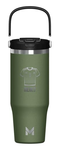 Marvin The Iced México Termo de Acero Inoxidable 1 L con Aislamiento Térmico de Doble Pared, Asa de Transporte Integrada y Tapa con Cierre, Color Cadet