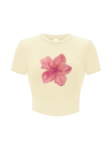 WDIRARA Girl's Floral Graphic Print T Shirt Short Sleeve Crew Neck Tee Summer Top