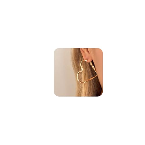 JUANKIKI Dangle Hoop Earrings for women,14K Gold Plated Huggic Heart Earring,Hypoallergenic,Gifts suitable for daily wear and Valentine's Day - image 1