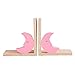 Nacnic Set di due fermalibri in legno con design di luna rosa. Leggio antiscivolo per scaffale. Decorazione della camera dei bambini.