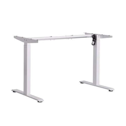 Image of Pulse Electric Height Adjustable Table Standing Desk| 80KG Wt Cap| 3 Year Warranty| Adaptor Hanger, Headphone & Cup Holder (White Only Frame | No Tabletop)