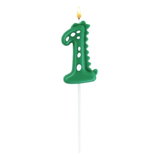 TYFGRT 1 Pieza De Velas De Cumpleaños con Números, Velas De Primer Cumpleaños, Velas De Dinosaurio para Pastel De Cumpleaños, Accesorios para Pasteles De Cumpleaños para Niños