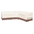 okcool Outdoor Sectional Cover,L-Shaped Patio Furniture Covers for 6-Seater Outdoor Sectional Furniture Couch 110"(85''L) x 32''D x 31''H, Beige & Brown