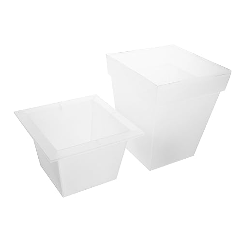 DIYEAH Pot De Fleurs Lumineux à Énergie Solaire Carré Plastique Blanc Étanche Pour Jardin Terrasse Extérieur Ambiance Chaleureuse